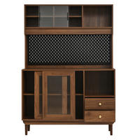 BUFFET DE-38332 117/30/170 cm mit Riffelglas-Schiebetüren und Lochplatte Nussbaum - Walnussfarben, Holzwerkstoff (117/170/30cm) - ComfortXL