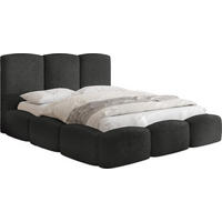 POLSTERBETT Harmony mit Bettkasten, Schwarz Boucle 200x200 cm - Birkefarben/Schwarz, Holz/Holzwerkstoff (200/200cm) - WFL GROUP