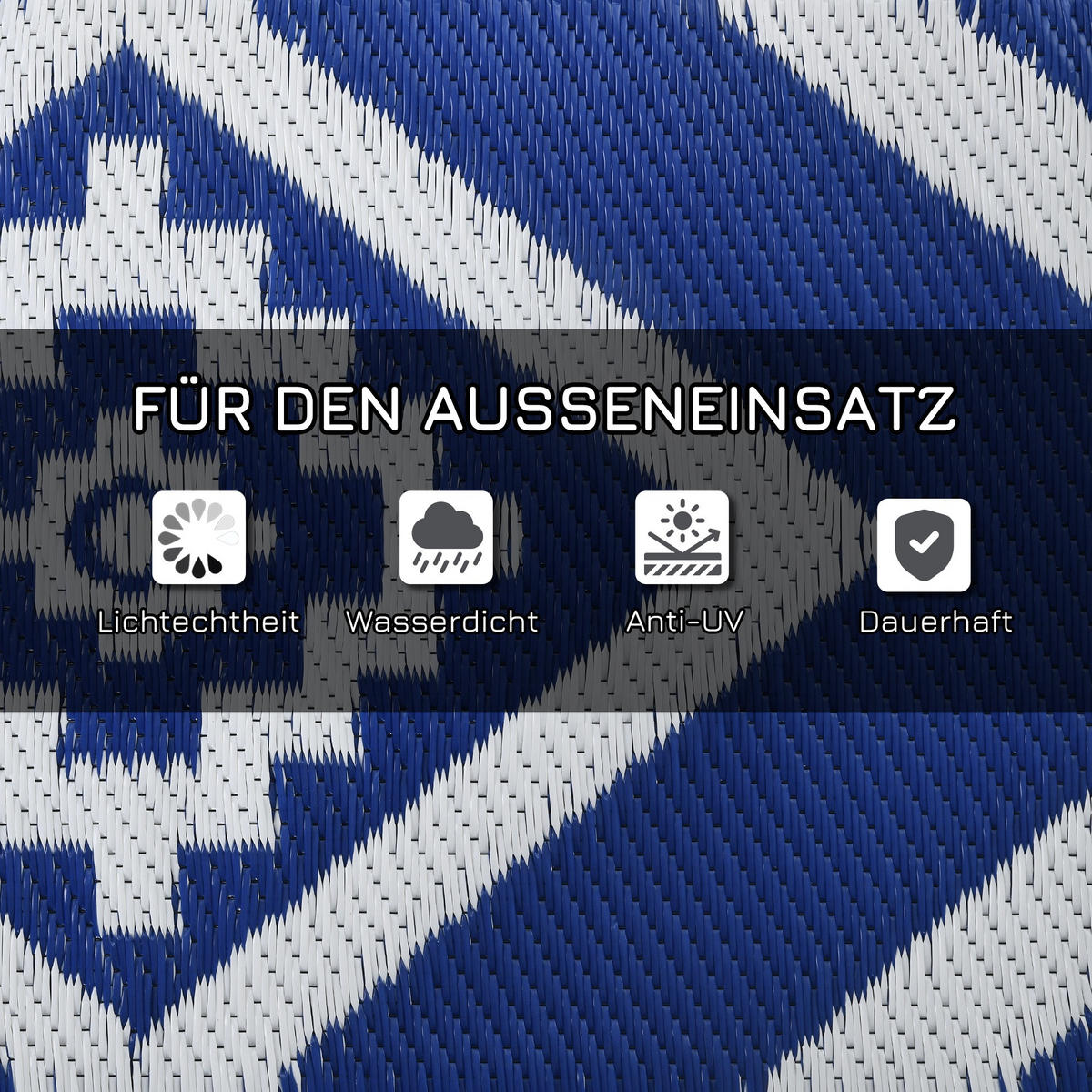 OUTDOORTEPPICH, Kunststoff, Blau+Weiß - Blau/Weiß, Kunststoff (182/274cm) - Outsunny