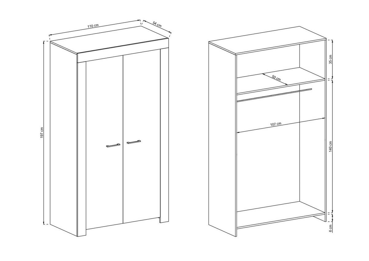 KLEIDERSCHRANK – SSZ110 – 110 cm – Sky – Sonoma Eiche - Sonoma Eiche, Holzwerkstoff (110/197/54cm) - hi-markt