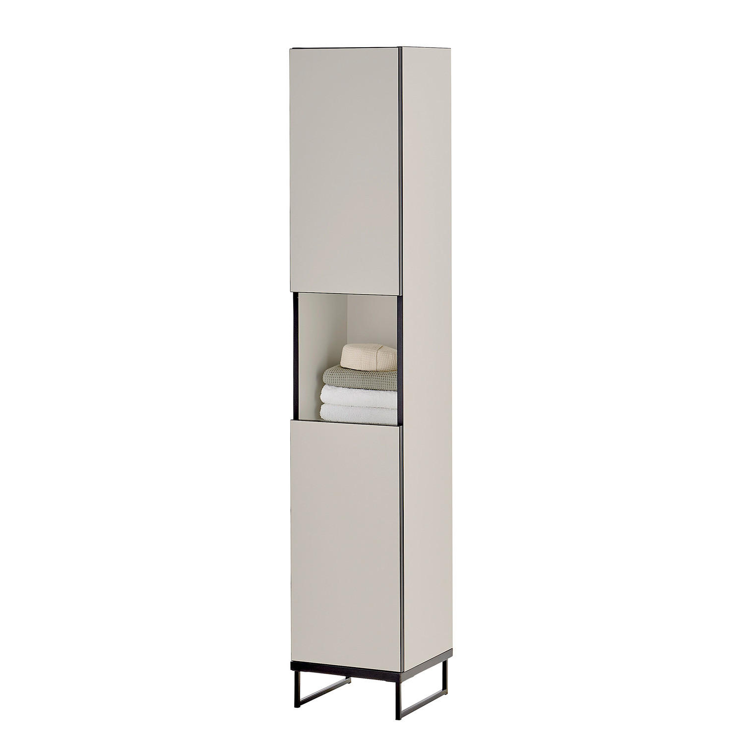 HOCHSCHRANK - Spanplatte - Kaschmir/Schwarz, Holzwerkstoff/Metall (30/162/31cm) - home24