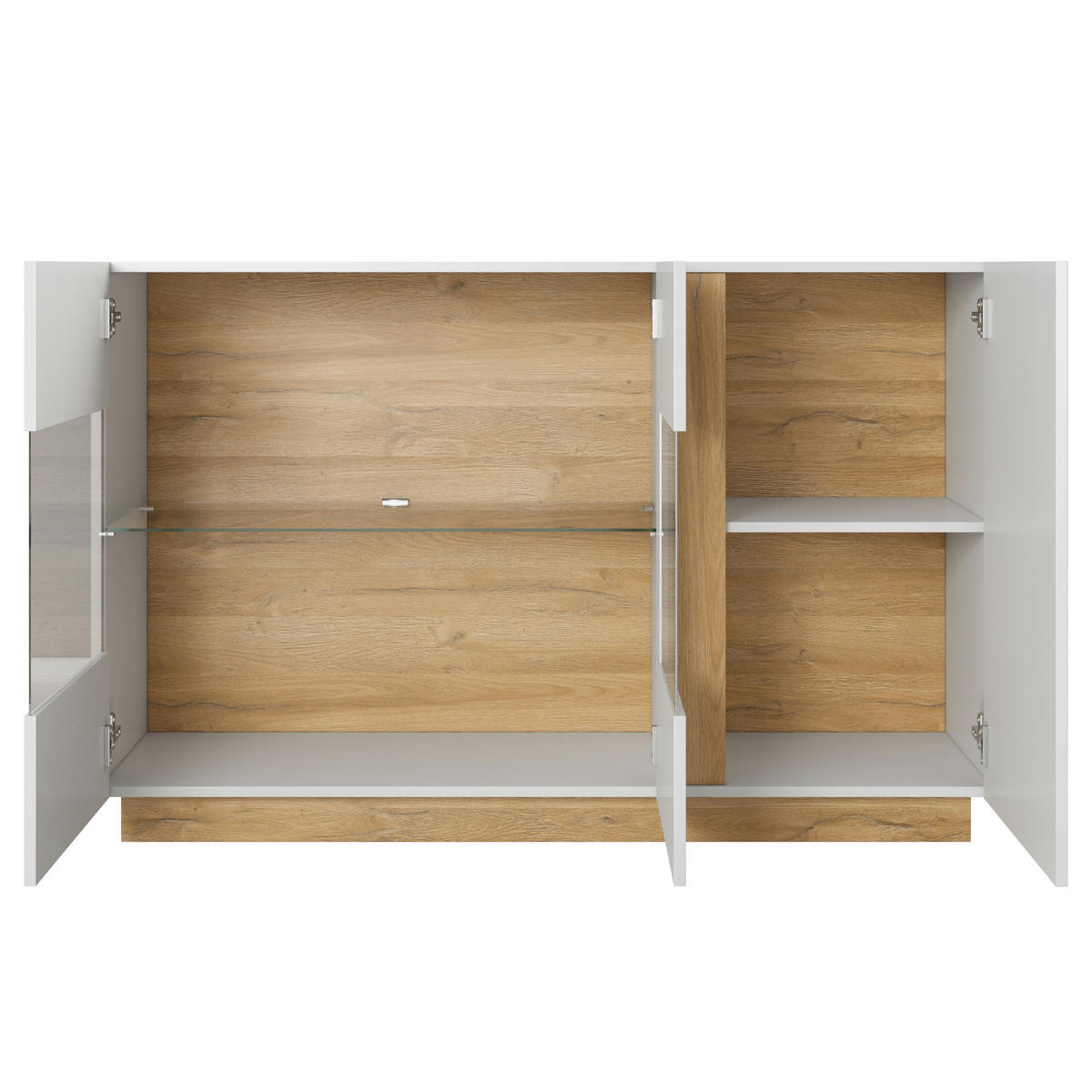 SIDEBOARD ANDEBU KOM1 Eingehärtetes Glas an der Front Weiß Weiß - Weiß, Glas/Holzwerkstoff (96/82/40cm) - Komodee