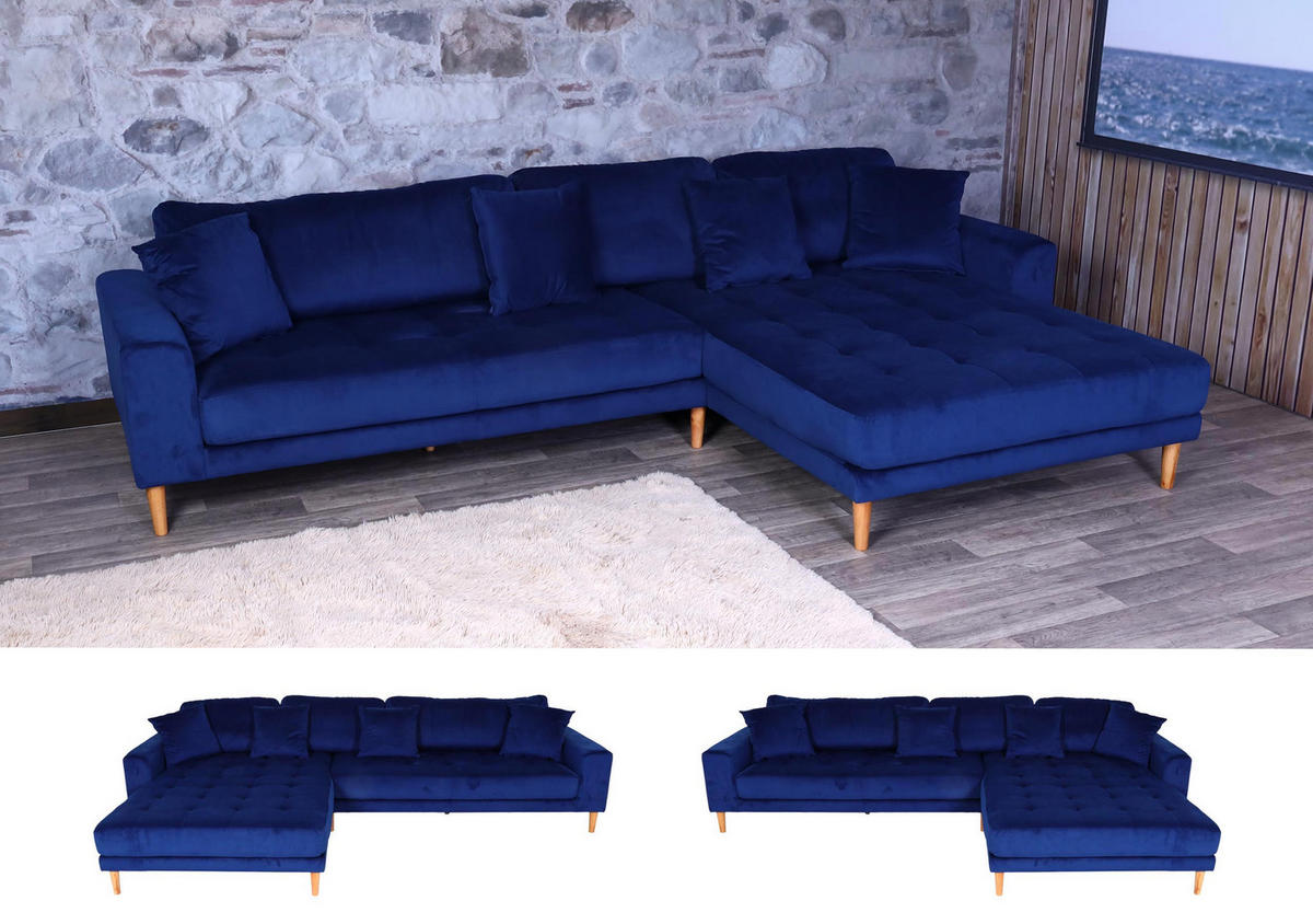 ECKSOFA Blau - Blau, Textil (295/178cm) - MCW