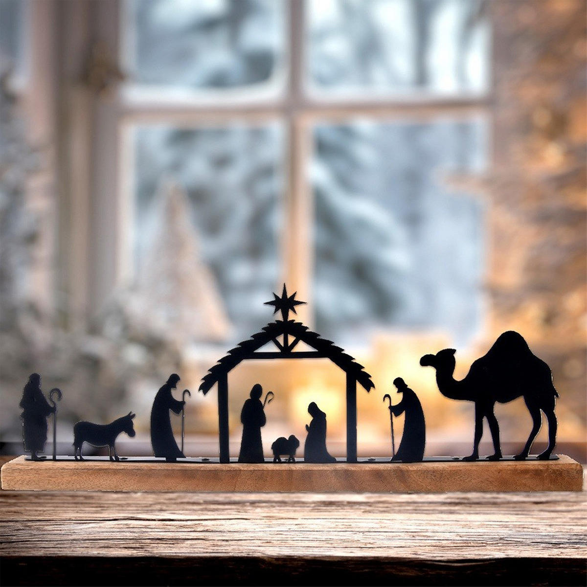 WEIHNACHTSKRIPPE Mango/Metall 51 cm Naturfarben - Naturfarben, Holz (51/18/5cm) - Orion 