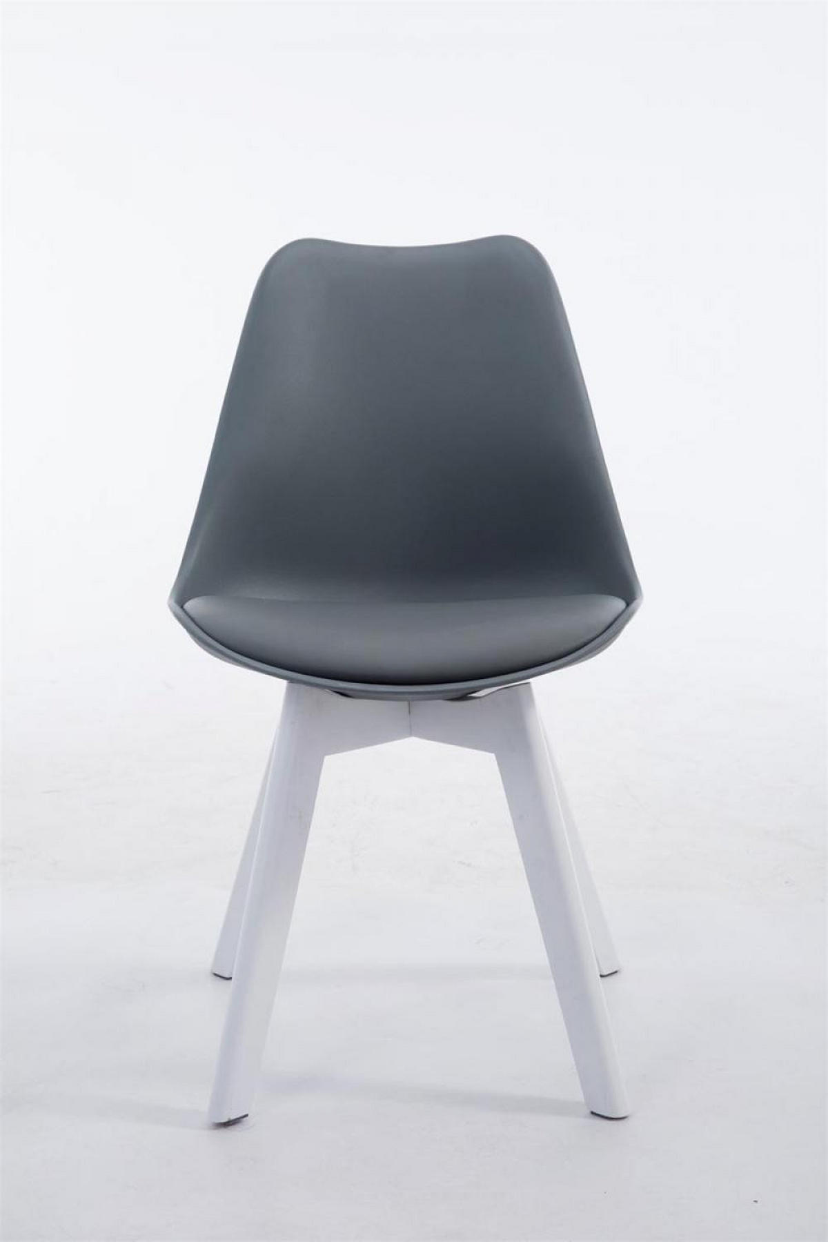 STUHL Lederlook grau - Weiß/Grau, Holz/Textil (48/84/41.5cm) - CLP