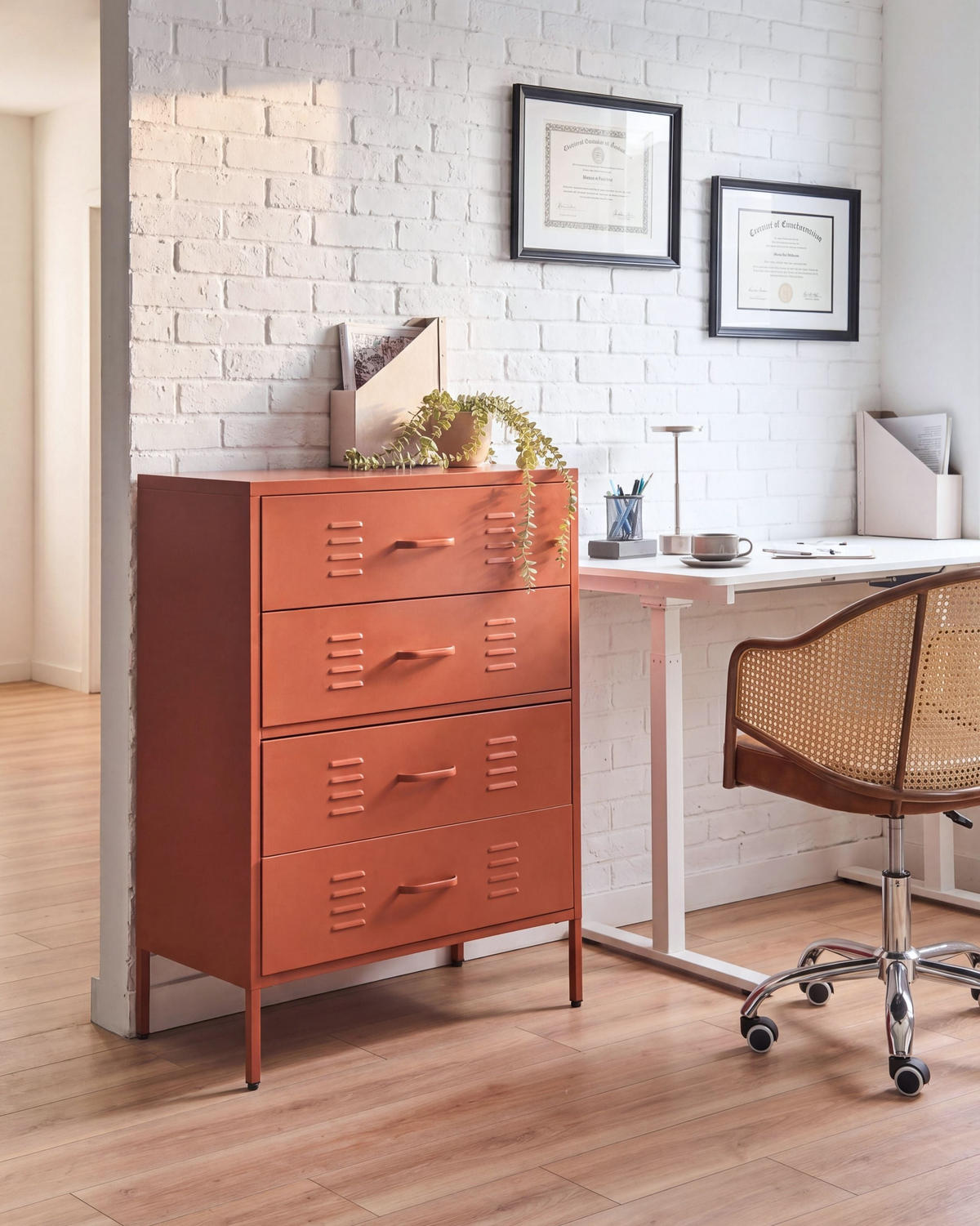 KOMMODE Metall Goldbraun Enago - Goldfarben/Braun, Metall (80/102/40cm) - Beliani