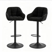 BARHOCKER 2er-Set, höhenverstellbar und 360° drehbar, Schwarz - Schwarz, Metall (52/109/50cm) - MIVRAY