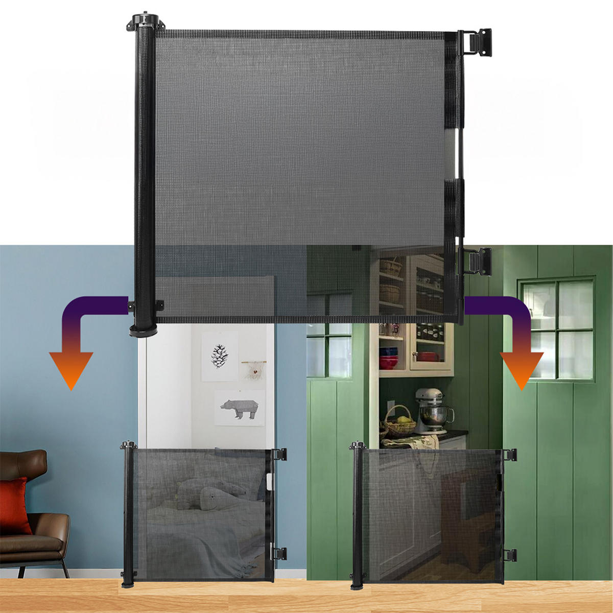 TÜRSCHUTZGITTER - Schwarz, Kunststoff/Metall (150/1cm) - Relaxdays