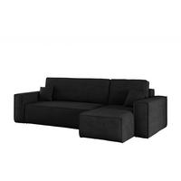 ECKSOFA Mit Schlaffunktion Und Bettkasten BEST Stoff Poso Dicker Cord Schwarz Rechts - Schwarz, Holz/Textil (244/142cm) - Kaiser Möbel