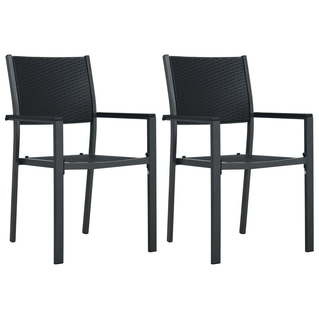 GARTENSTÜHLE 2 Stk. Schwarz Kunststoff Rattan-Optik - Schwarz, Kunststoff (58.5/88.5/53.5cm) - furnicato