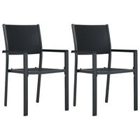 GARTENSTÜHLE 2 Stk. Schwarz Kunststoff Rattan-Optik - Schwarz, Kunststoff (58.5/88.5/53.5cm) - furnicato