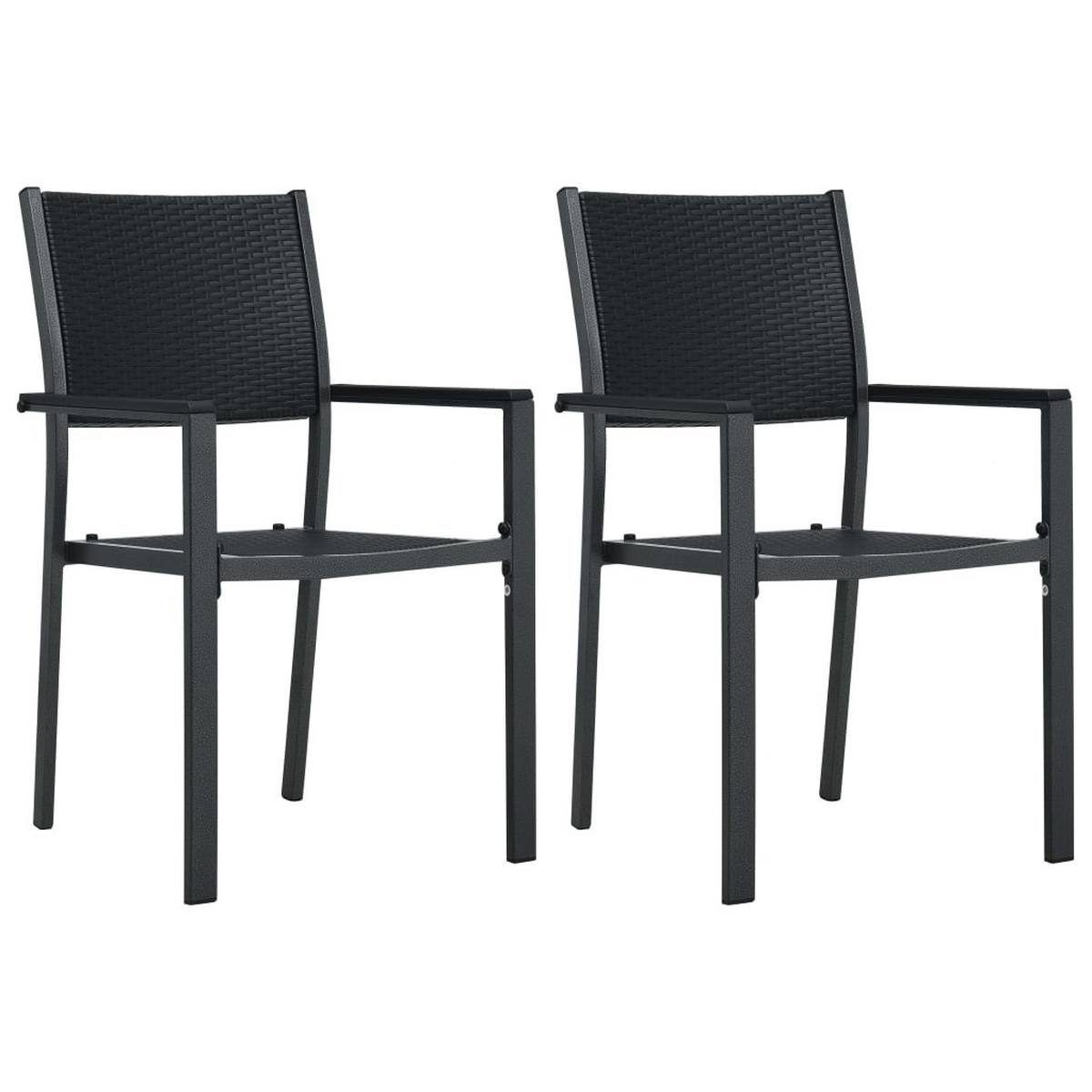 GARTENSTÜHLE 2 Stk. Schwarz Kunststoff Rattan-Optik - Schwarz, Kunststoff (58.5/88.5/53.5cm) - furnicato