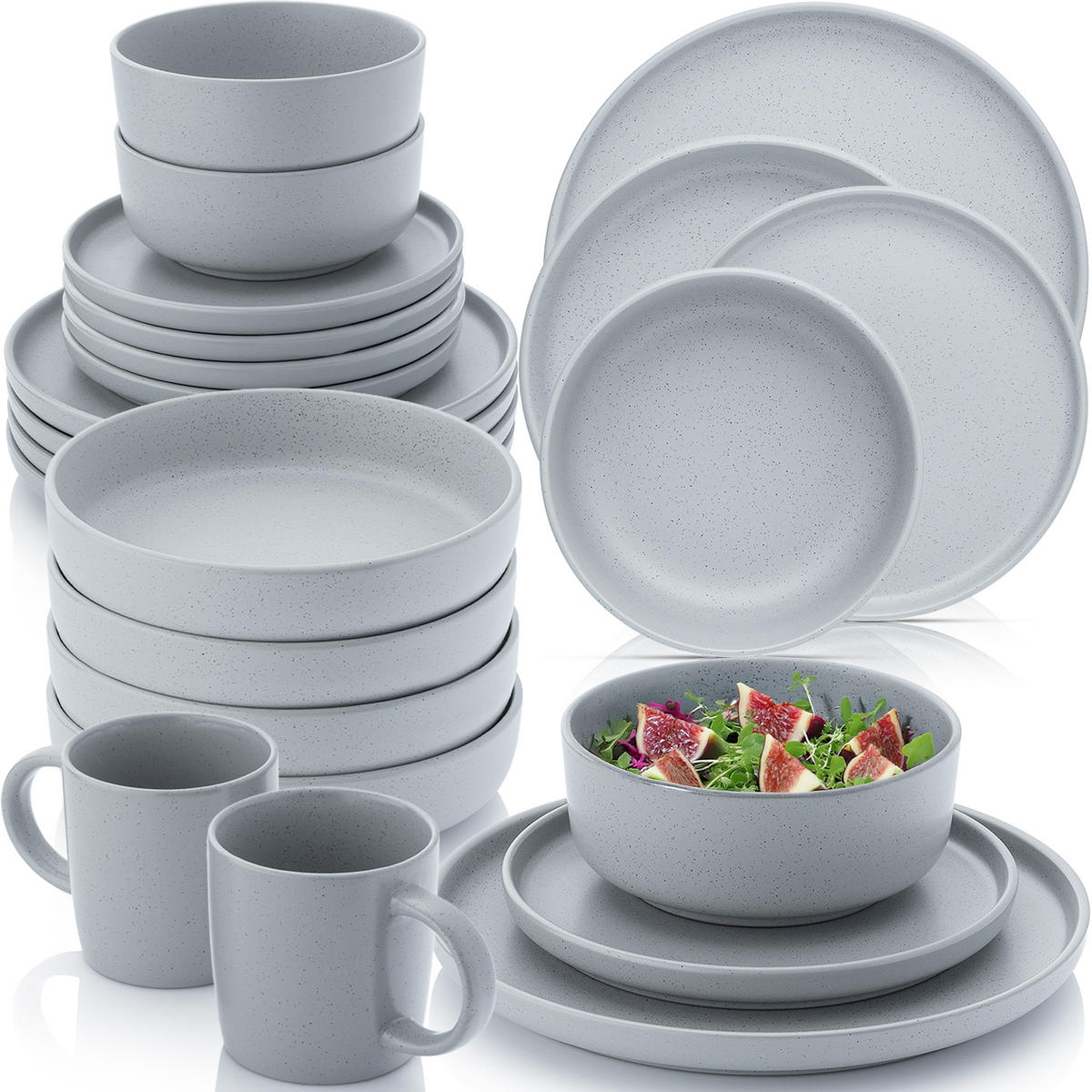 KOMBISERVICE LEEDS STERLING - 30 teilig aus Steingut - Hellgrau, Stein (26.5/9.5/26.5cm) - Sänger