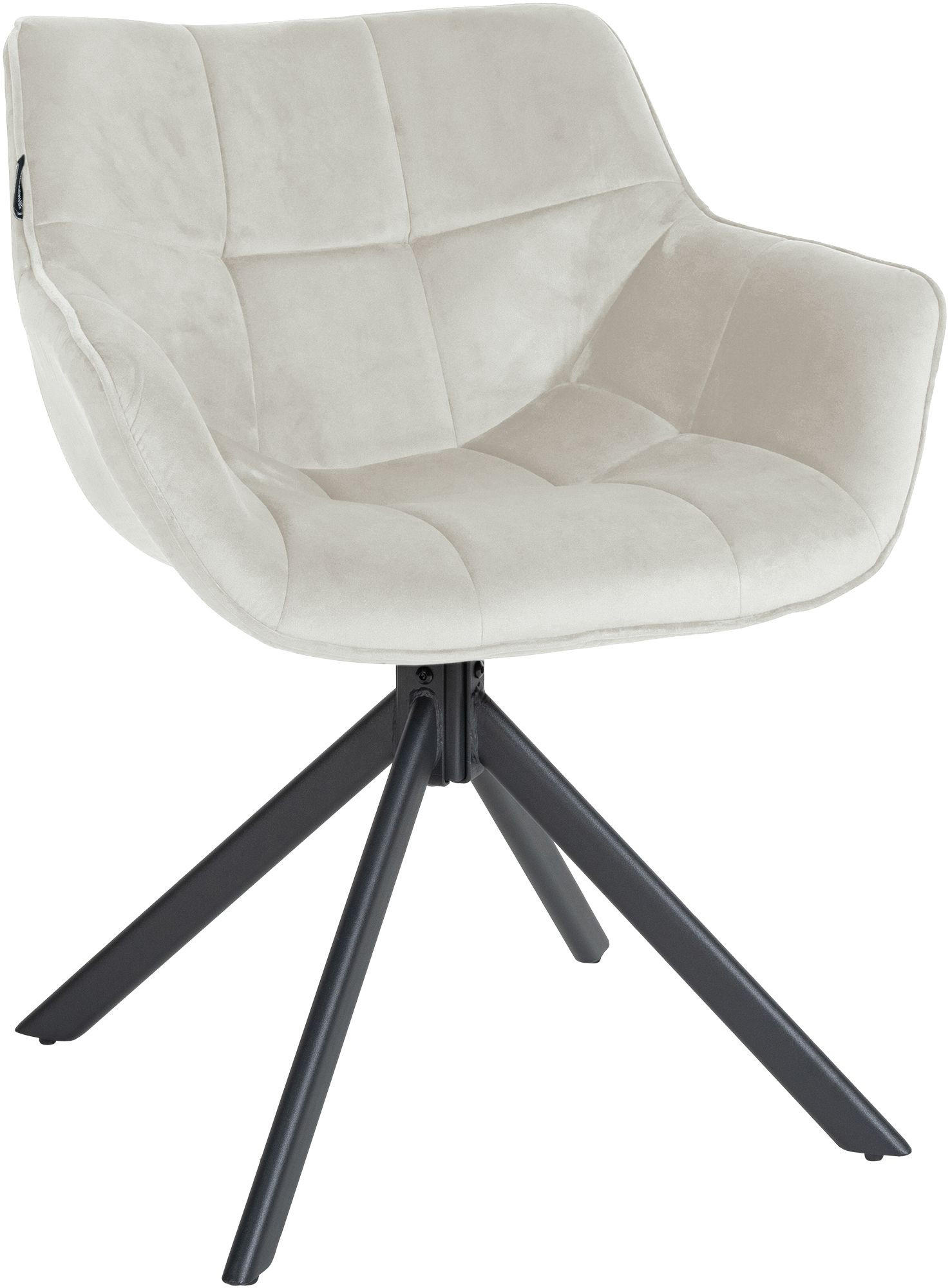 STUHL Samt creme - Creme/Schwarz, Textil/Metall (65/78/59cm) - CLP