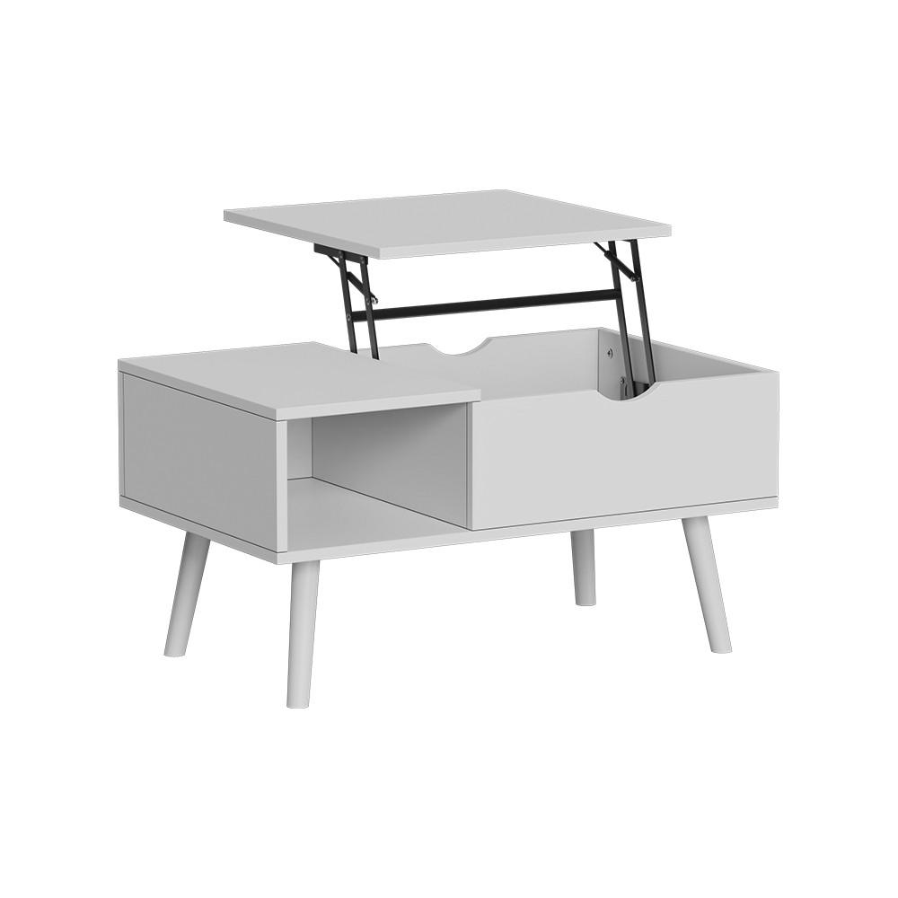 COUCHTISCH Stora Weiß 76 x 45 cm mit Liftfunktion - Weiß, Holzwerkstoff (45/76/40cm) - Vicco
