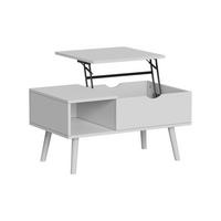 COUCHTISCH Stora Weiß 76 x 45 cm mit Liftfunktion - Weiß, Holzwerkstoff (45/76/40cm) - Vicco