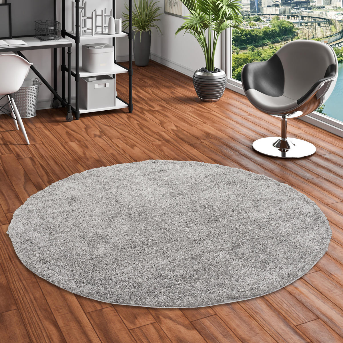 HOCHFLOR LANGFLOR TEPPICH ALOHA RUND - Grau, Textil (200/200cm) - Pergamon