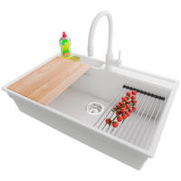 GRANITSPÜLE Oslo Pocket, 2-er set Weiß 78/53 cm 1 Becken + Küchenarmatur 38/14 cm + Ablauf-Set + Küchenzubehörset ab 80er Unterschrank - Chromfarben/Beige, Kunststoff (78/20/53cm) - Primagran