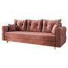 SCHLAFSOFA Zako S 3 - Dunkelrosa/Naturfarben, Holz/Textil (231/85/77cm) - MIRJAN24