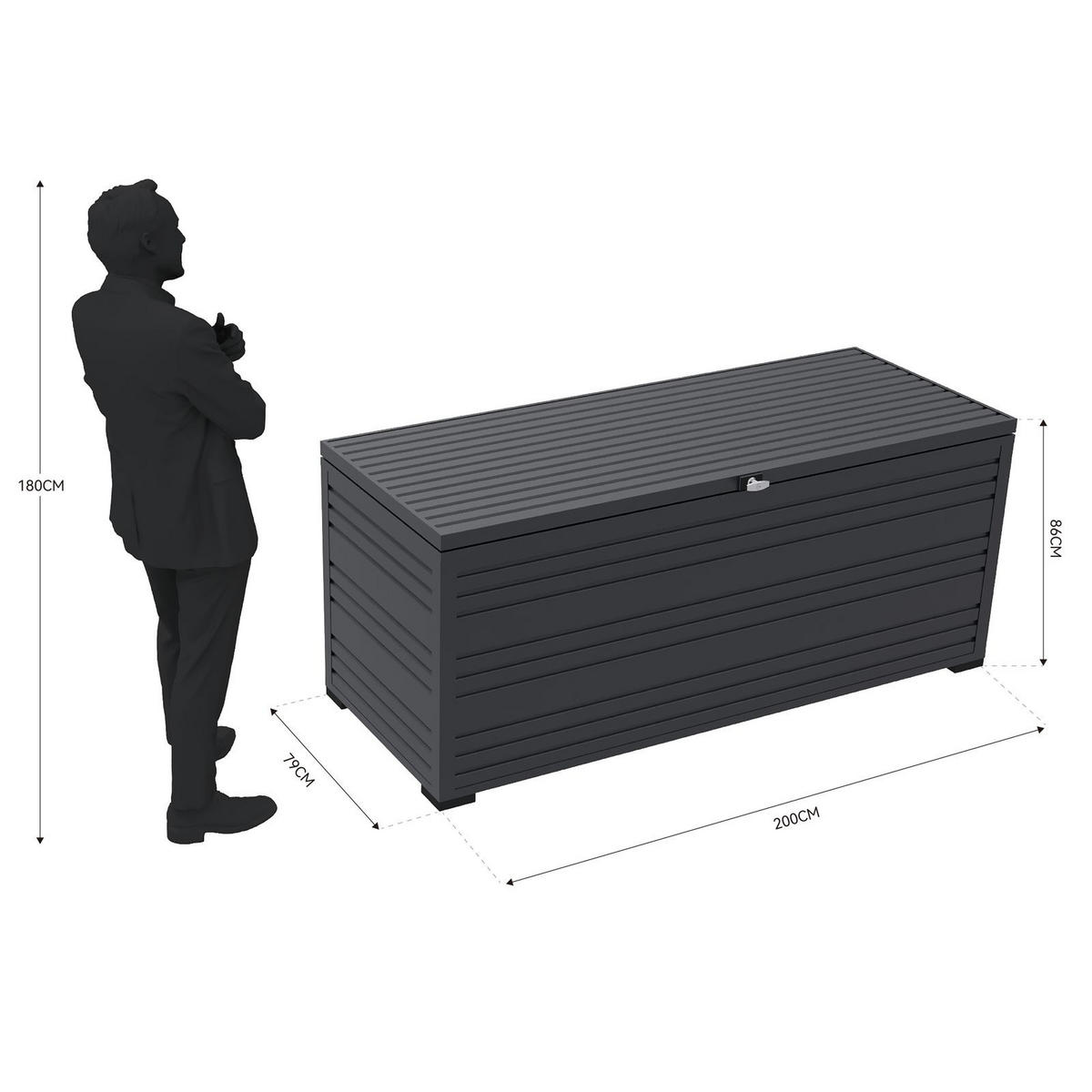 GARTENBOX 200/86/79 cm Aluminium 1318 L - Anthrazit, Metall (86/79/200cm) - WEIDE