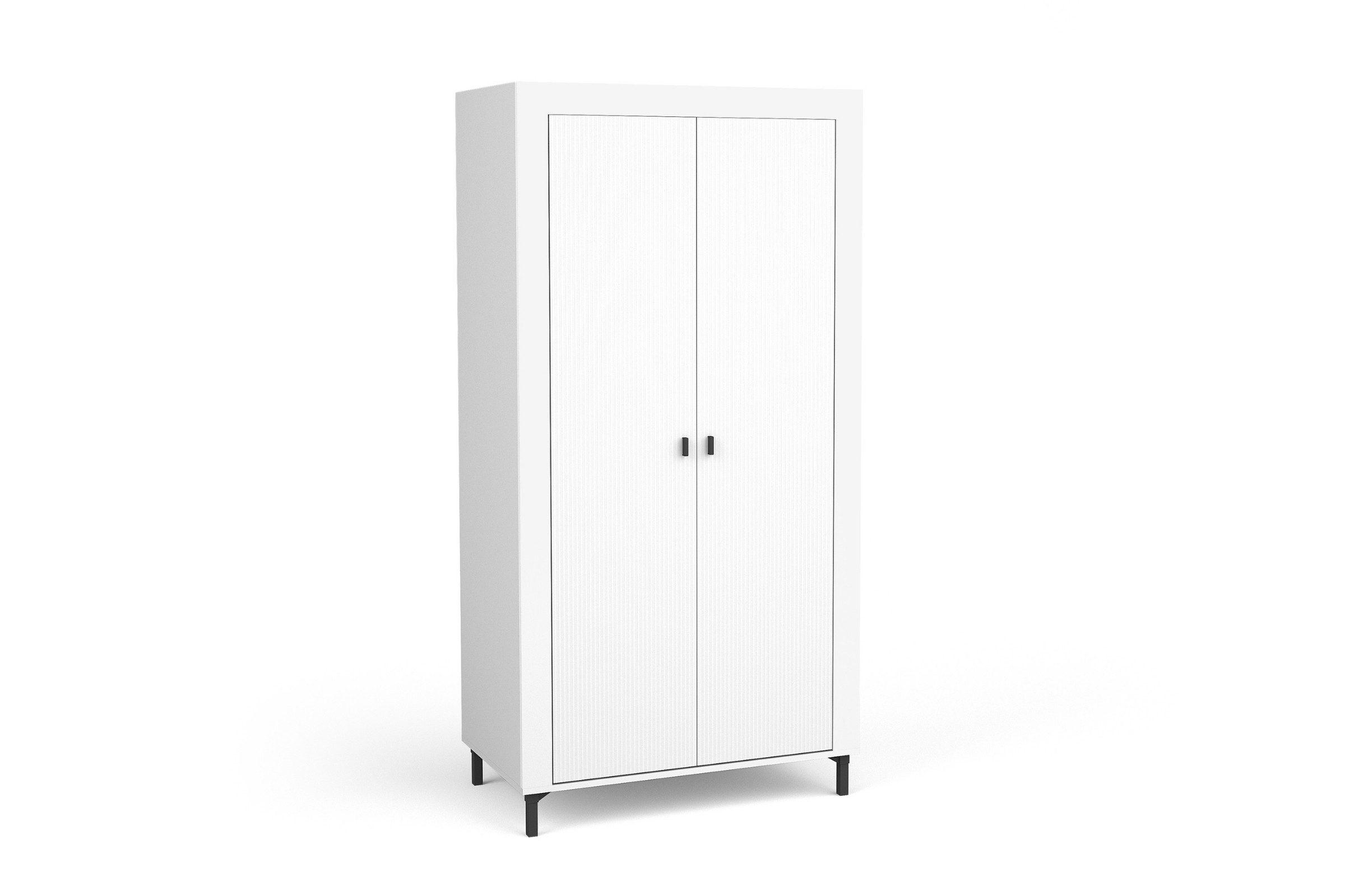 KLEIDERSCHRANK MONI 01 in Weiß / Eiche Whiskey matt 97/194/56 cm - Weiß, Holzwerkstoff (97/194/56cm) - Deine Möbel 24