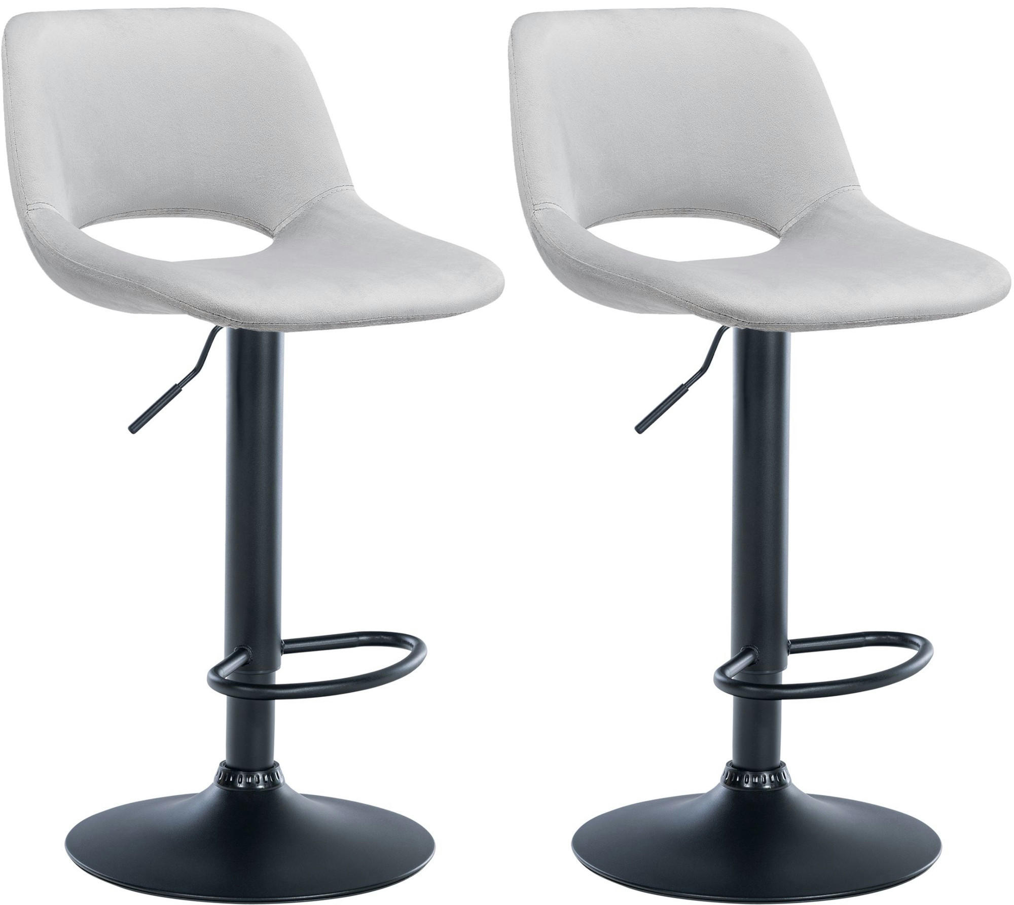 BARHOCKER 2er Set Samt hellgrau - Hellgrau/Schwarz, Textil/Metall (42/86/46cm) - CLP