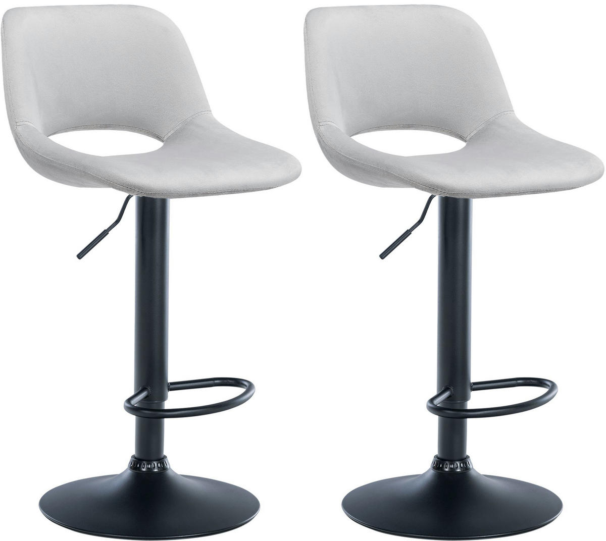 BARHOCKER 2er Set Samt hellgrau - Hellgrau/Schwarz, Textil/Metall (42/86/46cm) - CLP