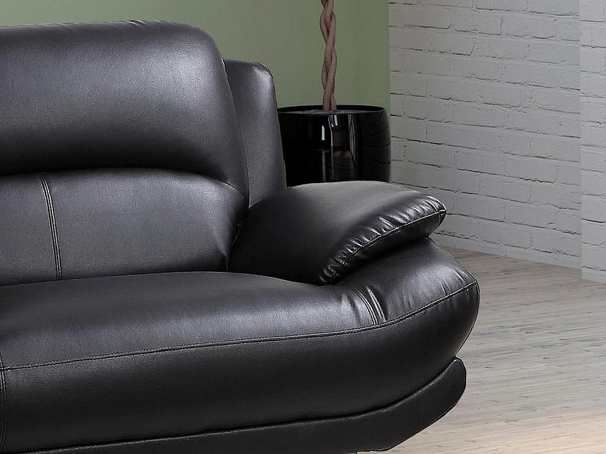 SOFA ohne Schlafmöglichkeit - -Sitzer - Kunstleder - Schwarz - - Schwarz, Leder (150/89/91cm) - Vente-Unique