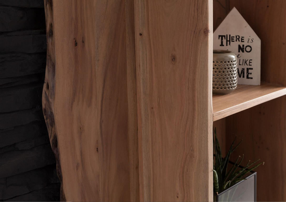 WANDREGAL Akazie 50x22x147 natur lackiert PURE ACACIA #101 - Naturfarben, Holz (50/147/22cm) - Massivmoebel24