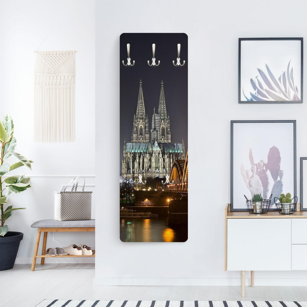 WANDGARDEROBE - Kölner Dom 34/105 cm - Grau, Holzwerkstoff (34/105/1.6cm) - Bilderwelten