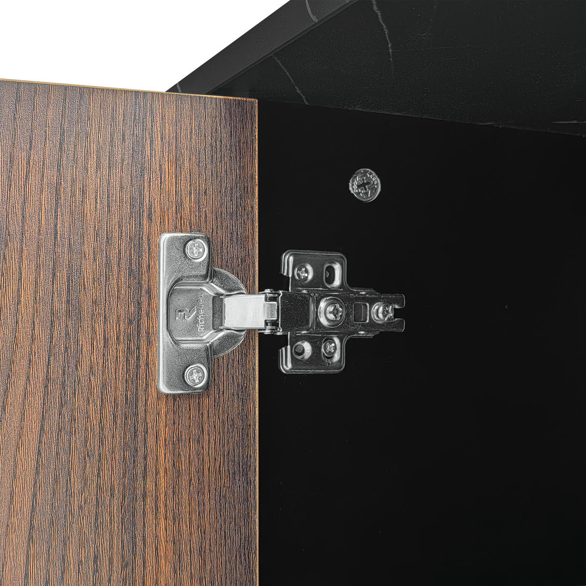 TV-SCHRANK Lowboard 200 cm Marmoroptik LED 2 Türen 2 Schubladen - Schwarz, Holz (200/50/38cm) - LEBENLANG