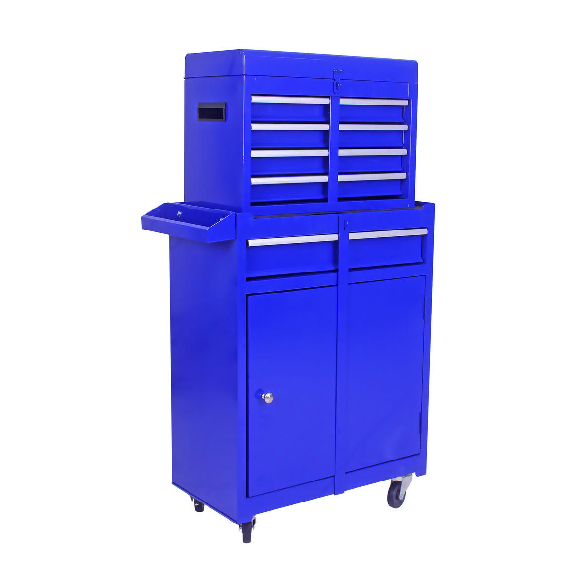 KOMBINATIONSWAGEN – Ausgestattet mit fünf Schubladen, feststellbaren Rollen und rutschfesten Schubladeneinlagen (Blau) - Blau, Metall (28/102/58.5cm) - DCA