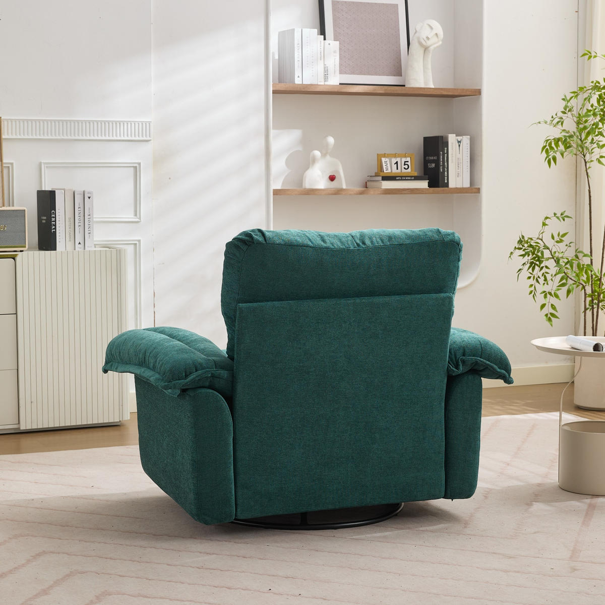 SESSEL Chenille Grün drehbar mit Stützkissen - Grün, Textil/Metall (116/96/84cm) - WISHDOR