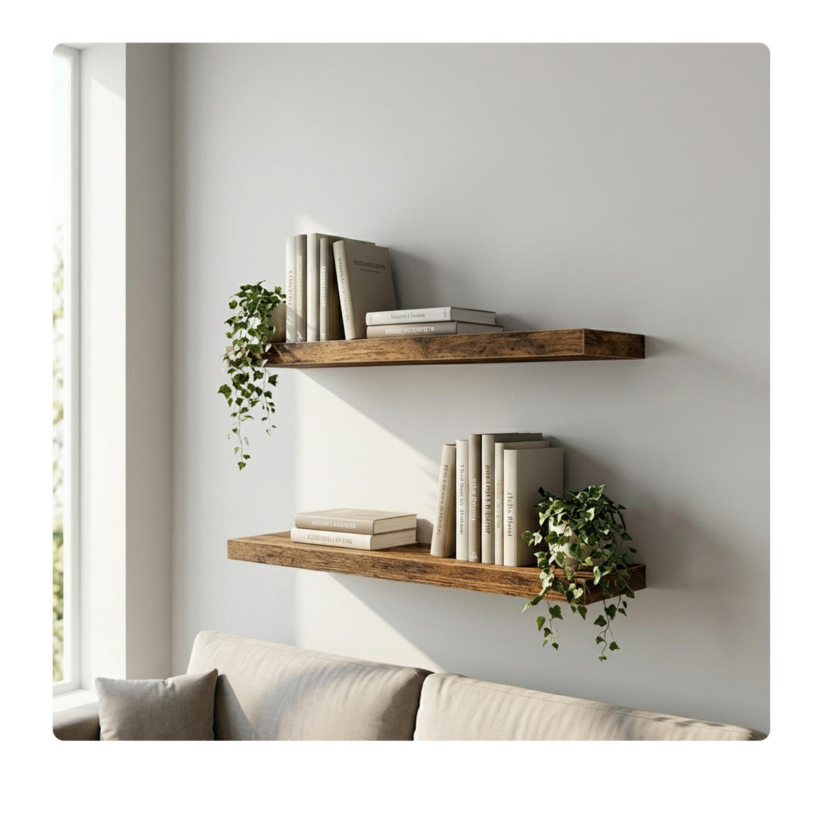 WANDREGAL Vintagebraun schwebend 2er-Set 80x20 cm - Braun, Holzwerkstoff/Metall (80/4/20cm) - Relaxdays