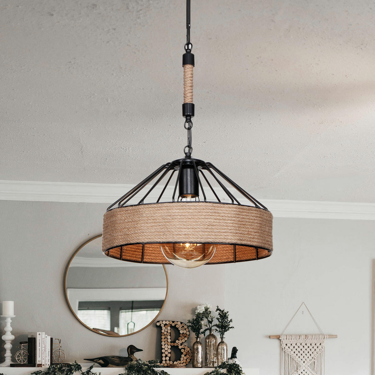 HÄNGELEUCHTE Bridgford - Schwarz, Metall (34/34/61cm) - lux.pro