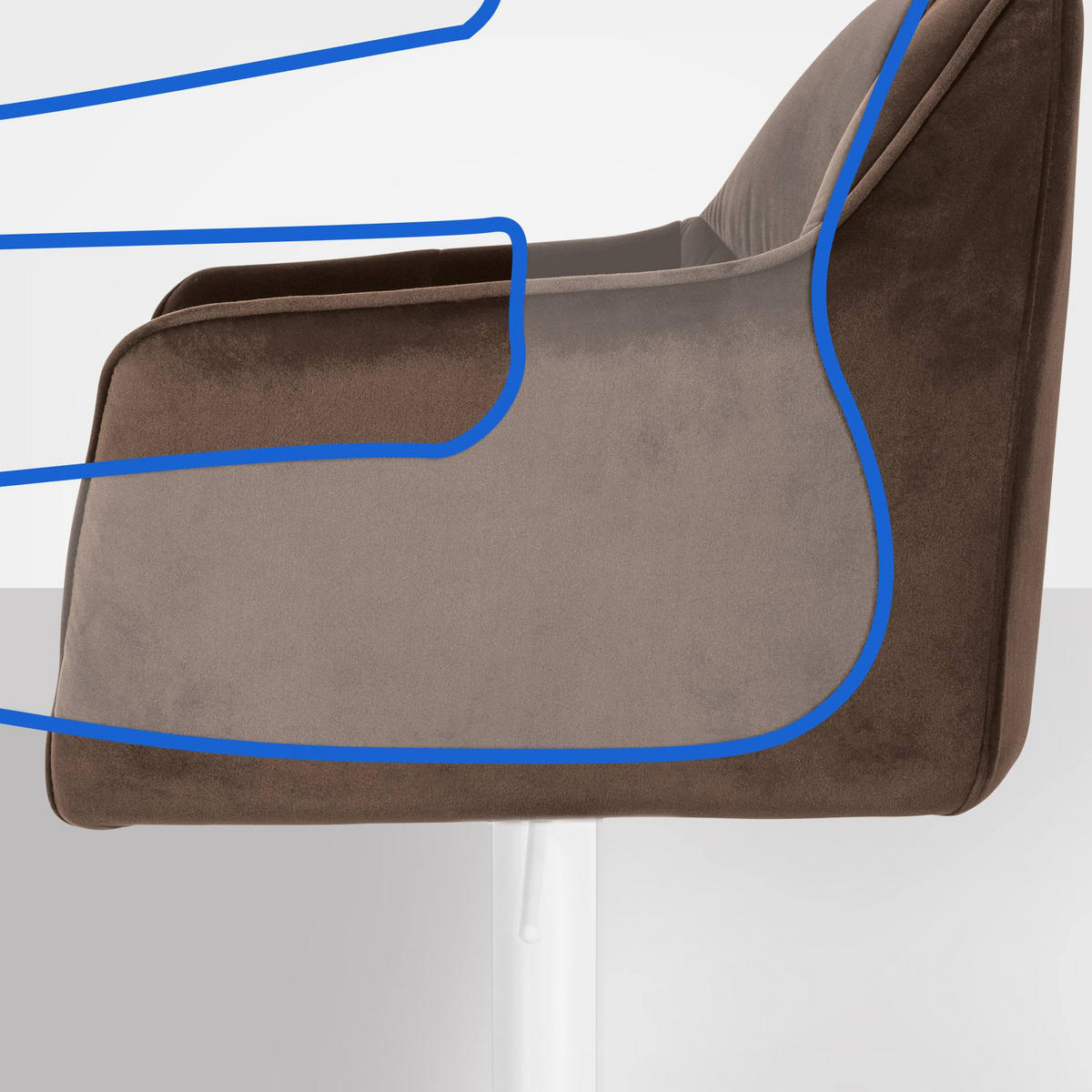 BARHOCKER Samt Braun - Weiß/Braun, Textil/Metall (64/88/45cm) - CLP