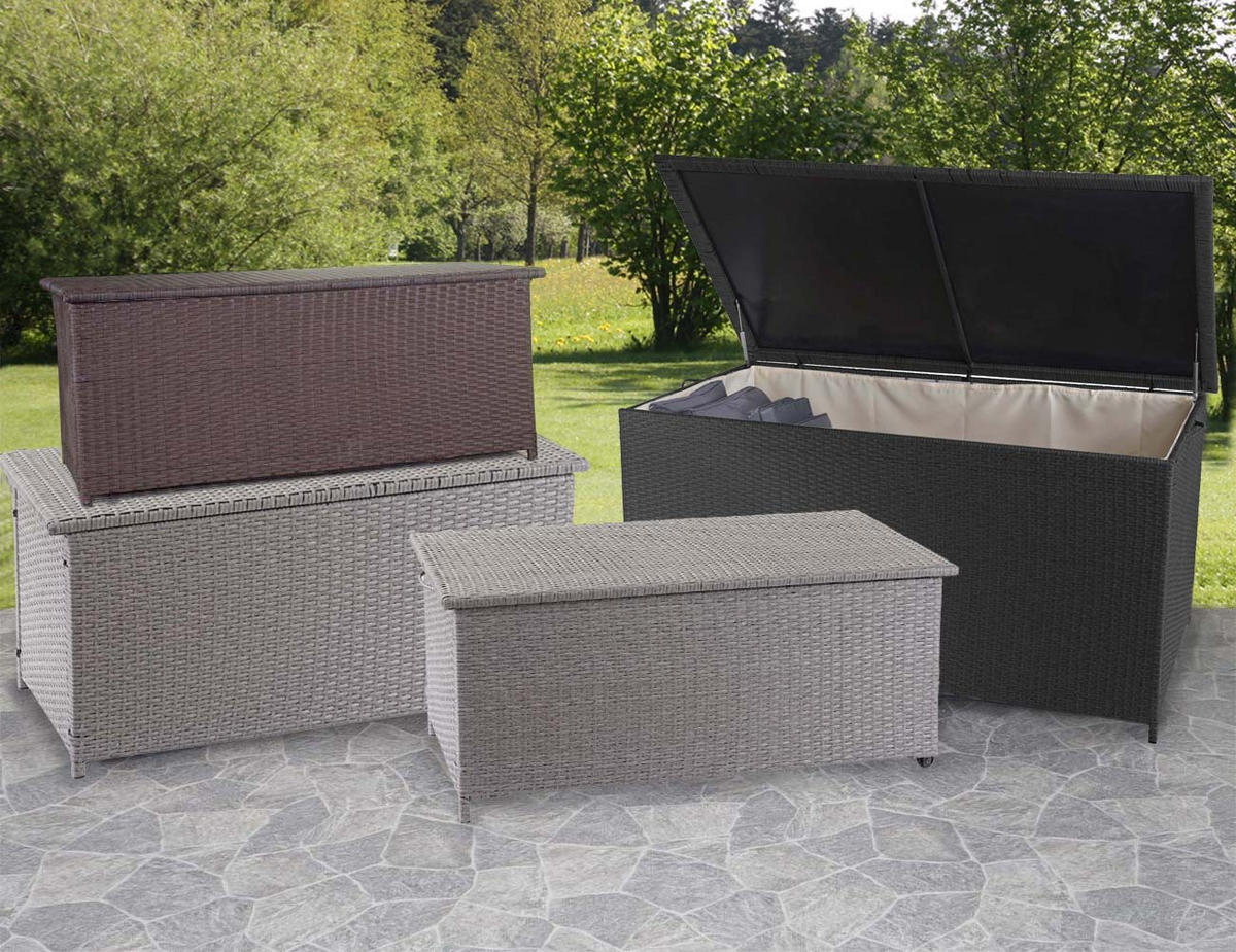 KISSENBOX aus Poly-Rattan HxBxT 51x115x59cm Basic grau 250L - Grau, Kunststoff (115/51/59cm) - PROREGAL
