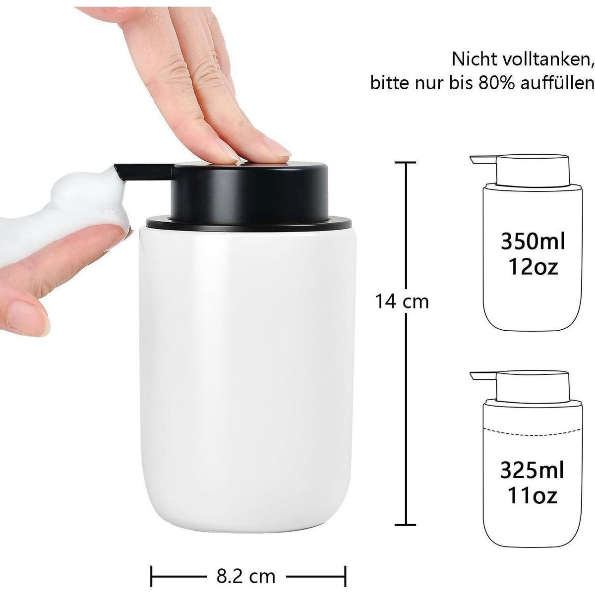 SEIFENSPENDER Keramik Weiß 350 ml - Weiß, Keramik (8/14/8cm)