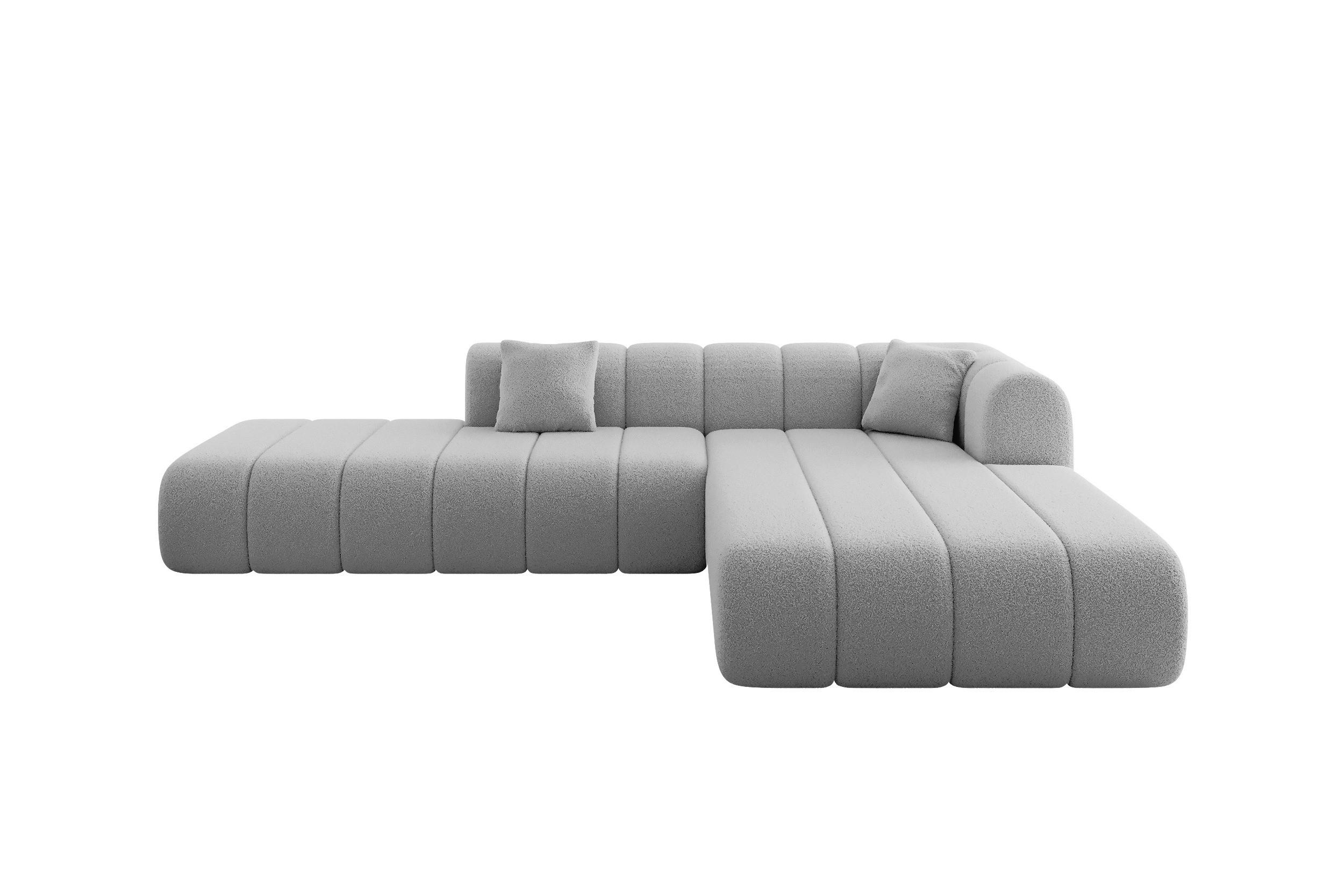 ECKSOFA Ottomane Rechts BILA-L 289x176x71 Grau Bouclé - Schieferfarben/Schwarz, Holzwerkstoff/Kunststoff (289/176cm) - ALTDECOR