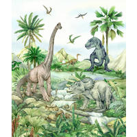 FOTOTAPETE Dinosaurier 270 x 225 cm - Grün, Papier (270/225cm) - Sanders & Sanders