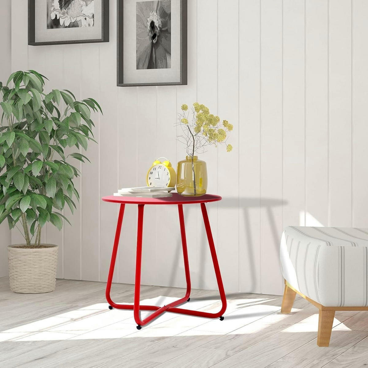 BEISTELLTISCH Metall Rot 45 cm - Rot, Metall (45/45/45cm)