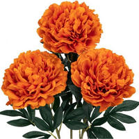 KÜNSTLICHE Pfingstrosen 3er Set 74 cm Orange - Orange, Kunststoff (38cm)