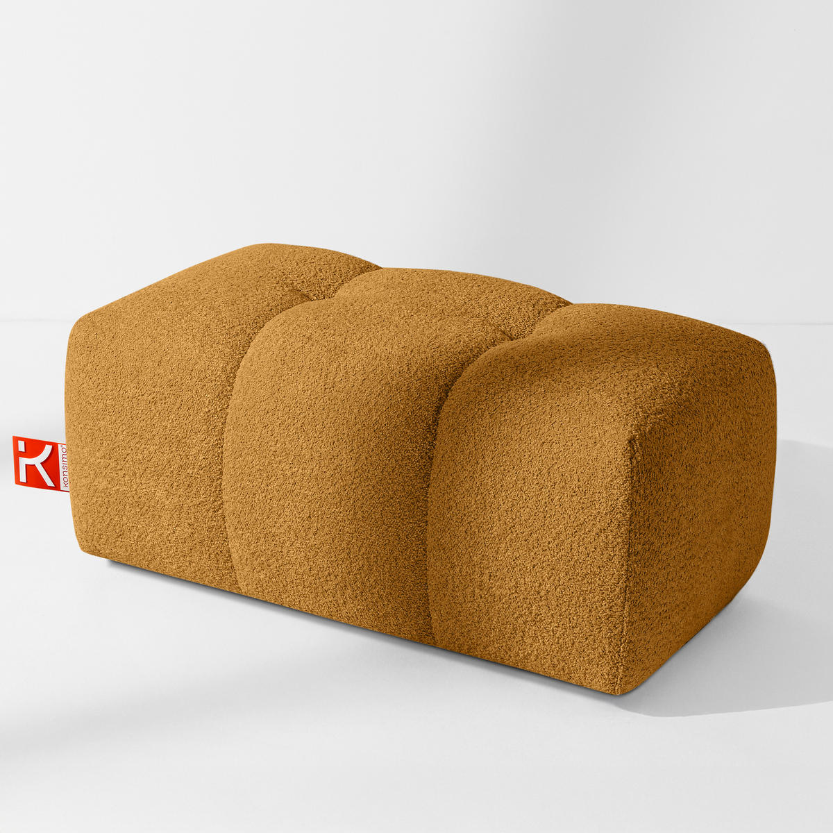 POUF RAVIA, Bouclé, Honigfarbe - Honig, Holz/Textil (96/45/50cm) - KONSIMO®
