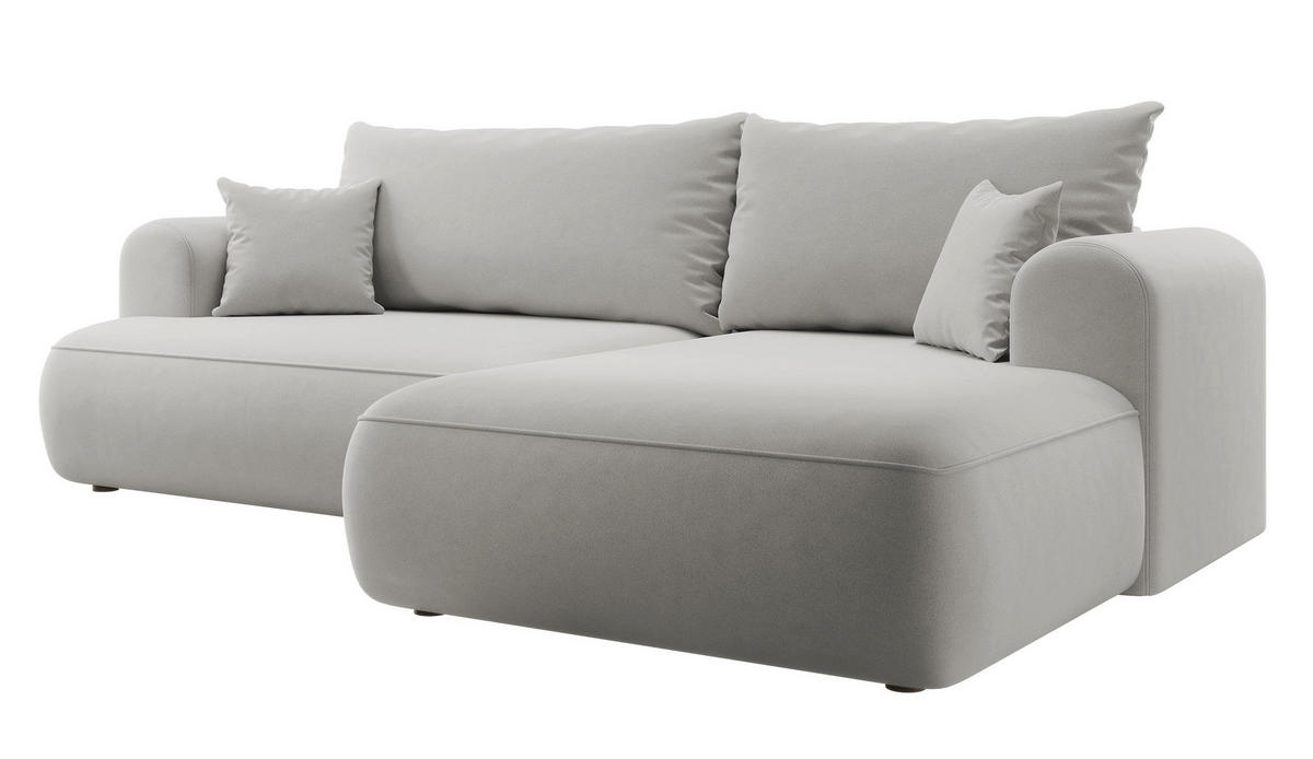 ECKSOFA Ovo Grau Velours - Schwarz/Grau, Kunststoff/Textil (260/165cm) - Selsey