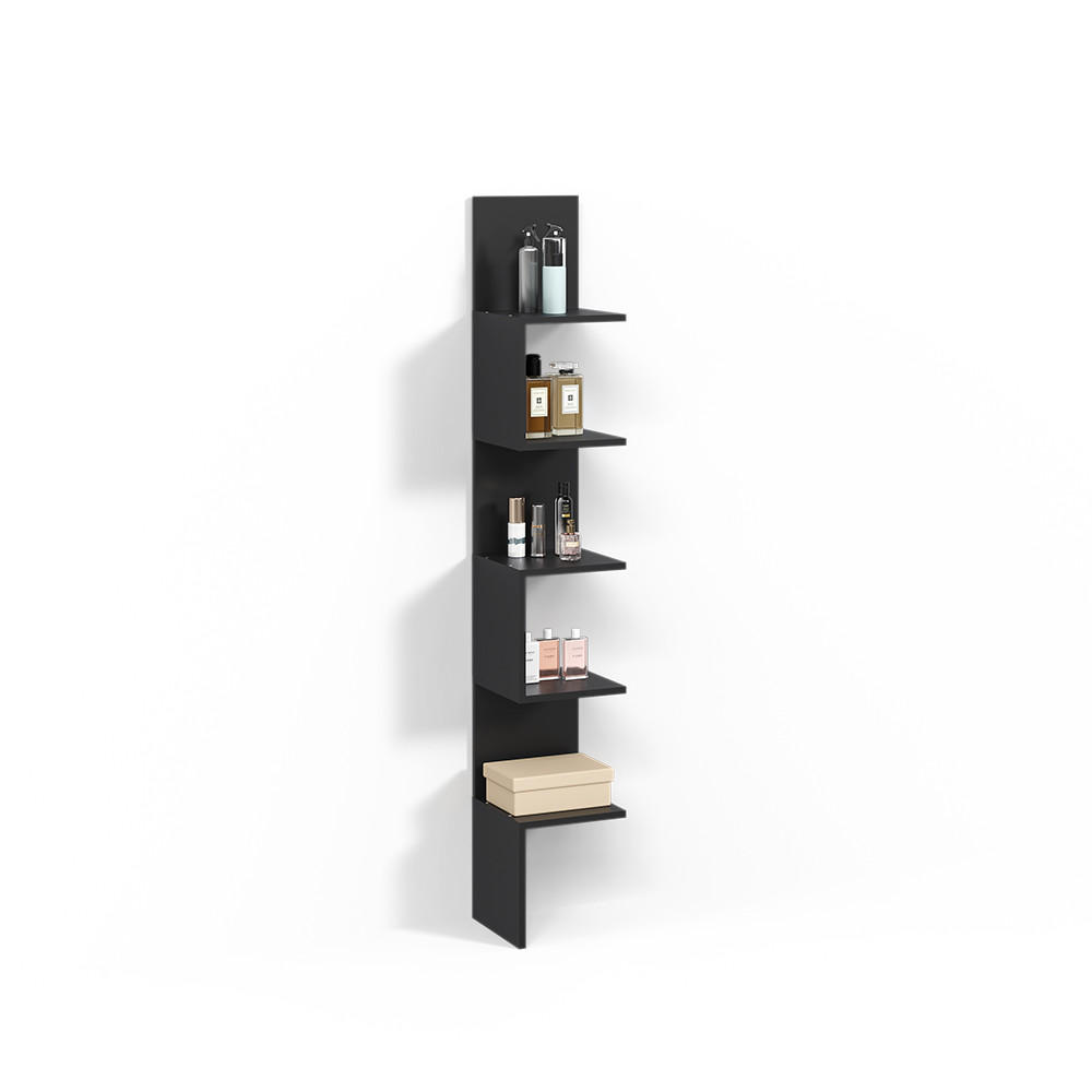 Livinity® ROHOVÁ POLICE Vesuvio Černá 28 x 175.4 cm s 5 přihrádkami