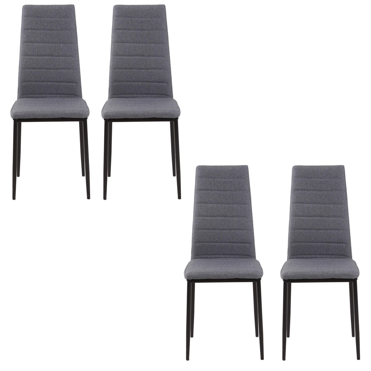 ESSZIMMERSTÜHLE 4er-Set DE-13287 hohe Rückenlehne & Leinenbezug Grau - Grau, Metall (41/97/50cm) - ComfortXL