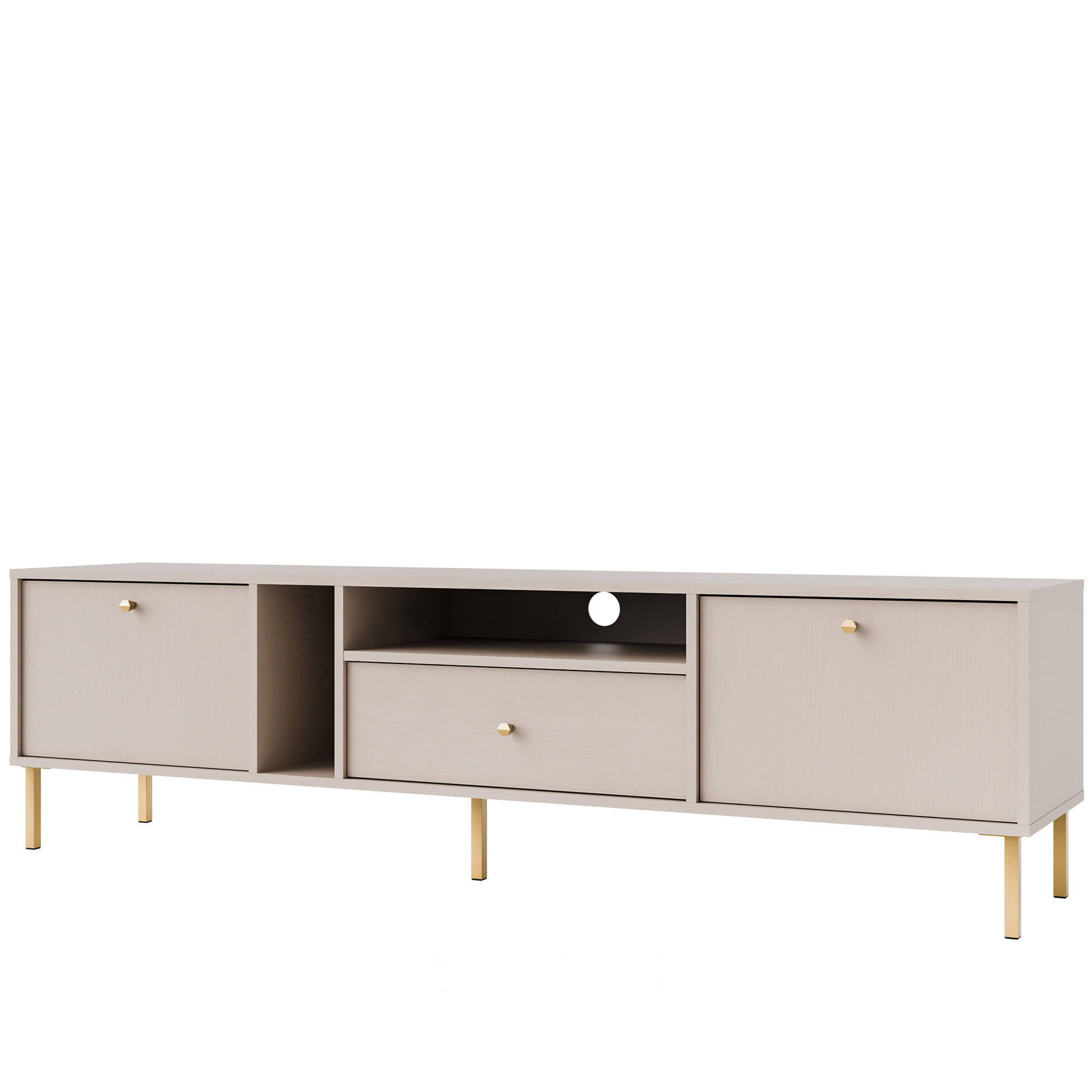 TV-LOWBOARD FLOREN, Creme/Gold - Creme, Holzwerkstoff/Metall (180/50/40.8cm) - KONSIMO®