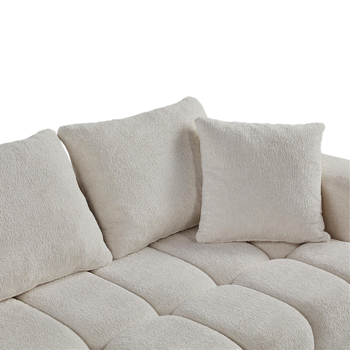 ECKSOFA L-Form 3-Sitzer in Weiß aus Samt mit linker Chaiselongue - Weiß, Textil (250/160cm) - CHICFURN