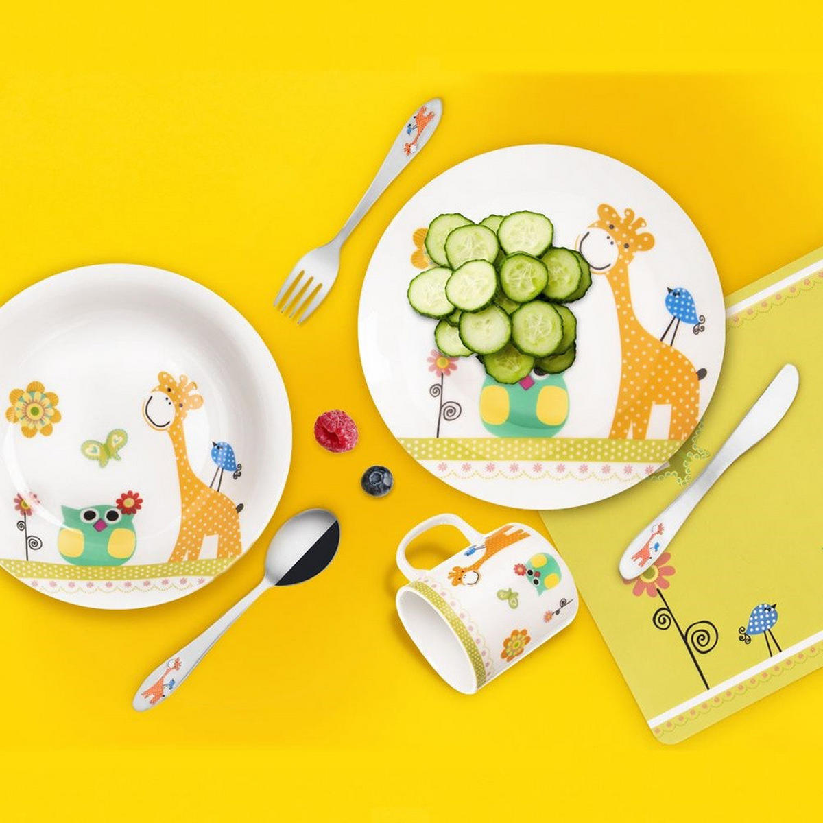 KINDERBESTECK Stahl Giraffe 3-teilig. - Silberfarben, Metall - Orion 
