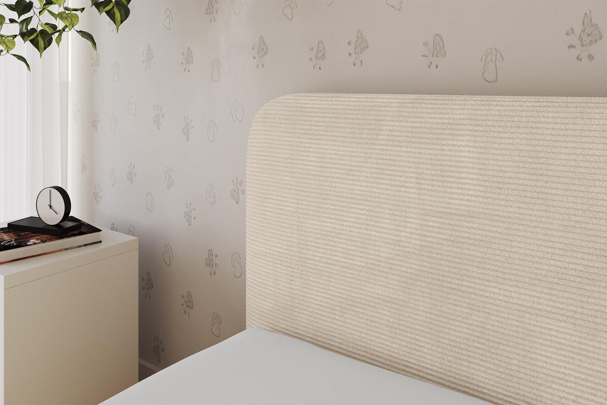 EINZELLBETT Jugendbett mit Bettkasten, Rechts - ALVY 80x200 Beige - Kaschmir, Holzwerkstoff/Textil (80/200cm) - ALTDECOR